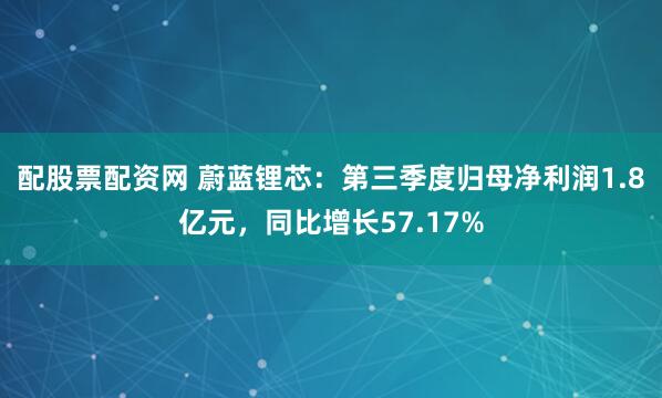 配股票配资网 蔚蓝锂芯：第三季度归母净利润1.8亿元，同比增长57.17%