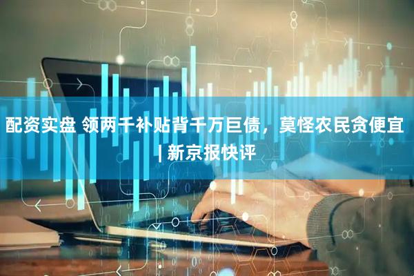 配资实盘 领两千补贴背千万巨债，莫怪农民贪便宜 | 新京报快评